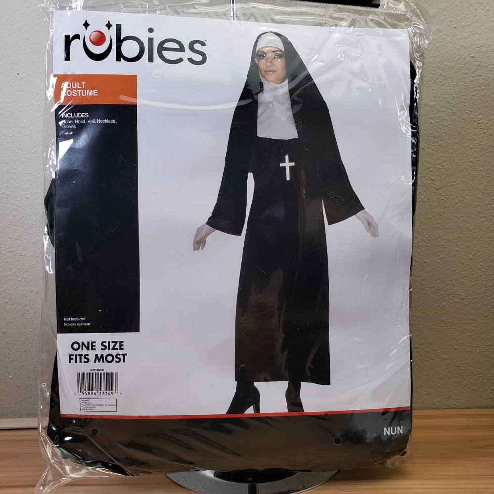 Adult Nun Halloween Costume Black White Traditional Religious Catholic OS NWT